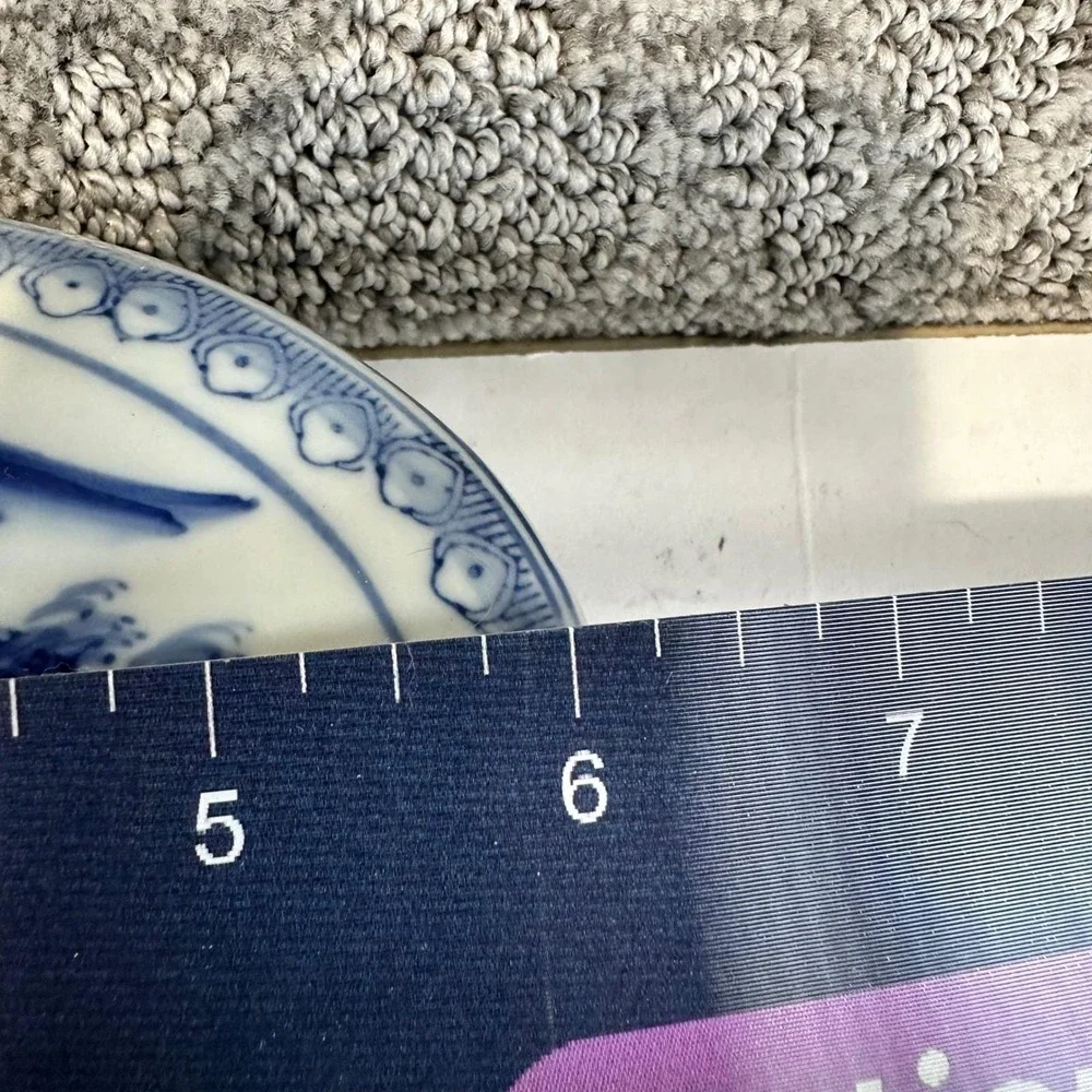 Vintage Blue White Oriental Landscape Decorative Trinket Box Oval‎ Lid